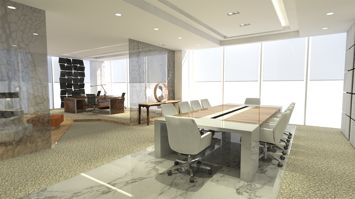 Thiết kế nội thất phòng giám đốc được kết hợp chung với không gian làm việc của công ty