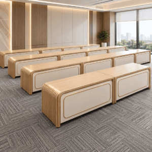 Bàn Hội Trường Cao Cấp Kết Hợp Nẹp Mạ PVD